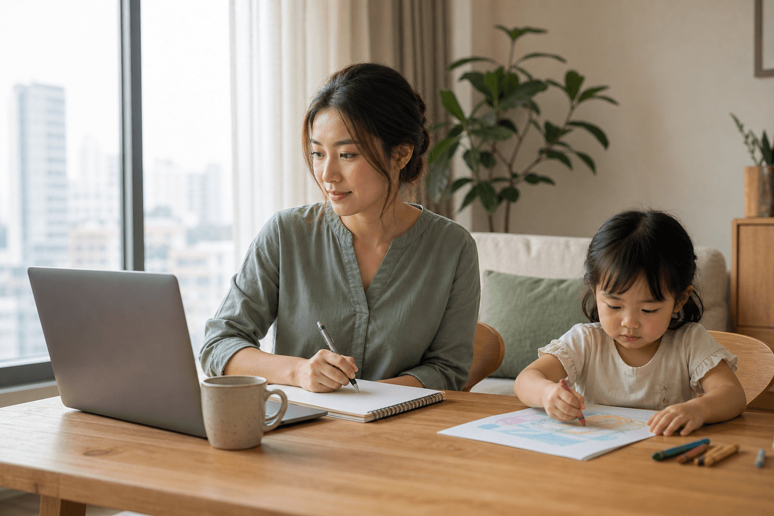 แม่ทำงานจากบ้านควบคู่กับการดูแลลูก — ตัวอย่างงานที่ยืดหยุ่นได้